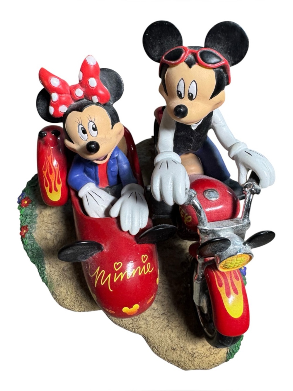 Disney Highway Sweethearts Mickey Minnie Motorcycle Sidecar Statue LE #2400